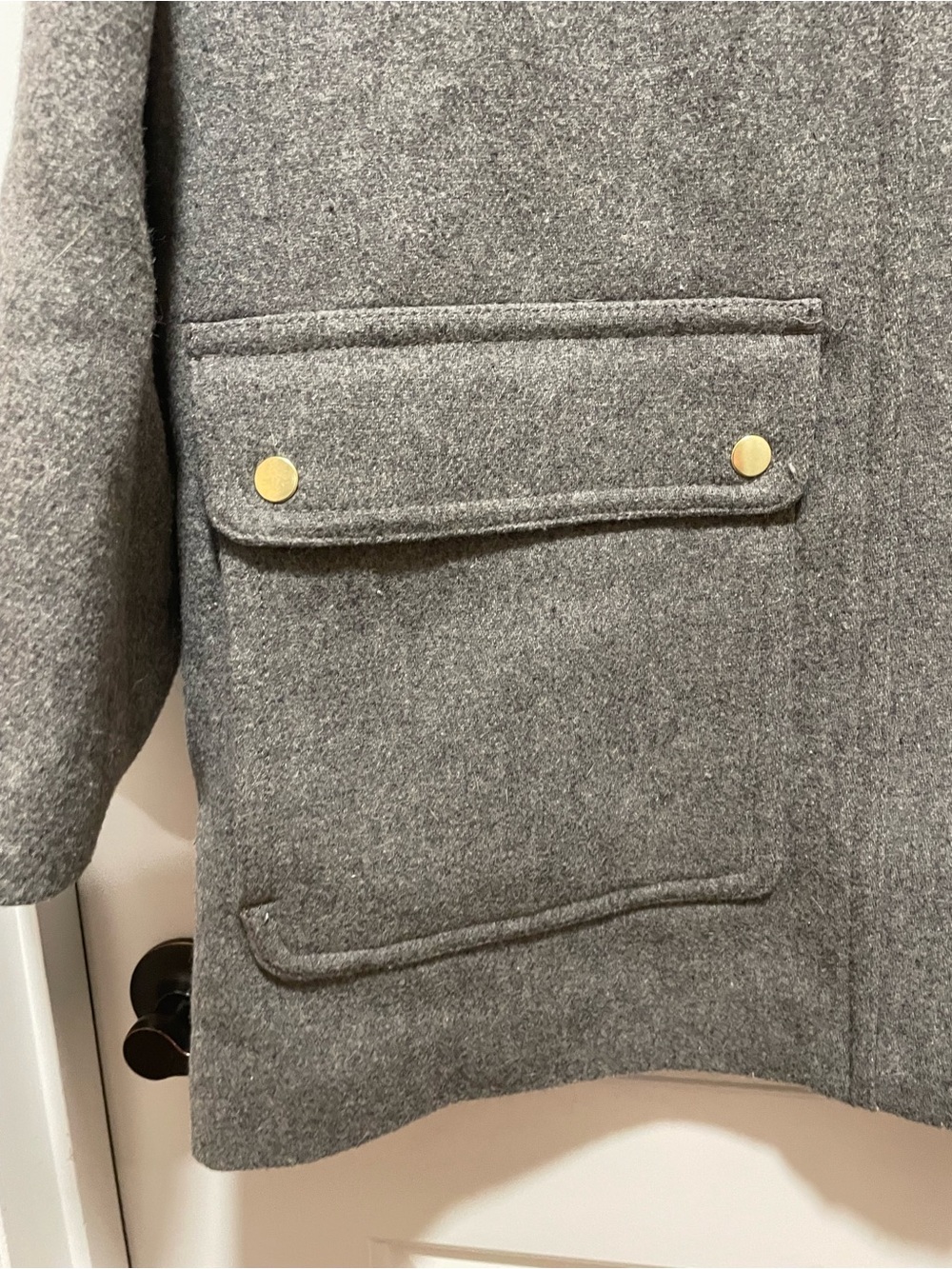 J. Crew Mercantile Gray Wool-Blend Faux Fur Hooded Pea Coat Womens Size 18 - Picture 5 of 14